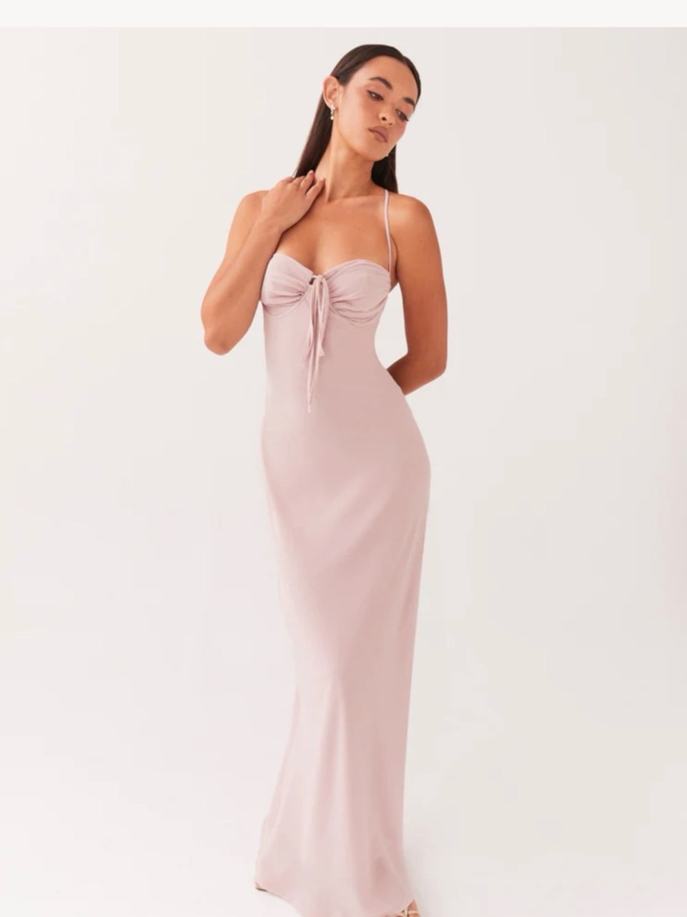 Peppermayo Blush Pink Tie-Front Slip Maxi Dress - Picture 3 of 6